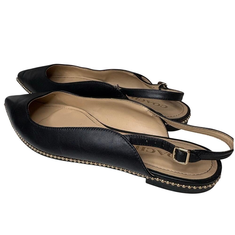 Coach Vae Leather Skimmer Flat Black Slingback Pointed Toe Size 10B - Picture 6 of 8